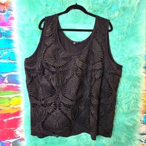 Lane Bryant Black Sleeveless Embroidered, Sleeveless Top Size 26/28